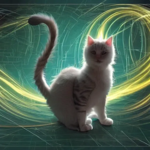 Image similar to strange attractor, but with cats in cyberspace, fantasy