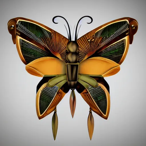 Prompt: art deco steampunk butterfly