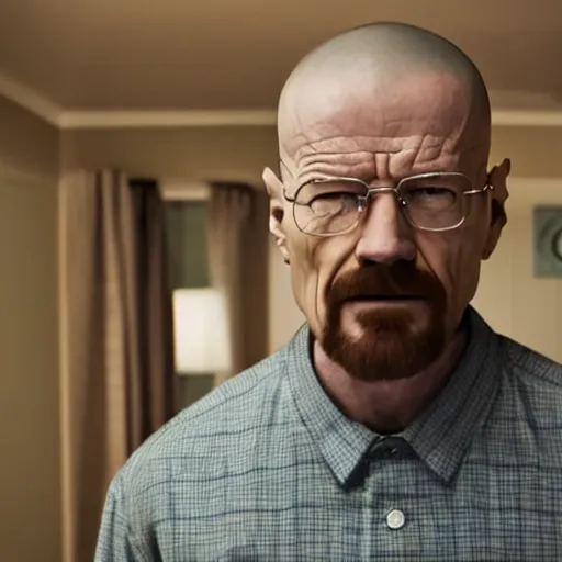 Image similar to A still of Walter White as Eleven in Stranger Things