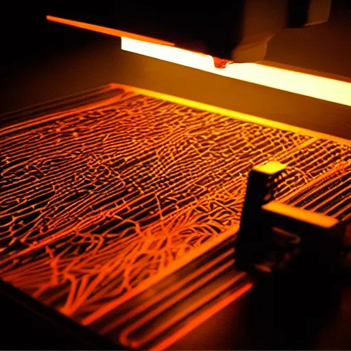 Image similar to laser cutting head off cinematic motion detailed