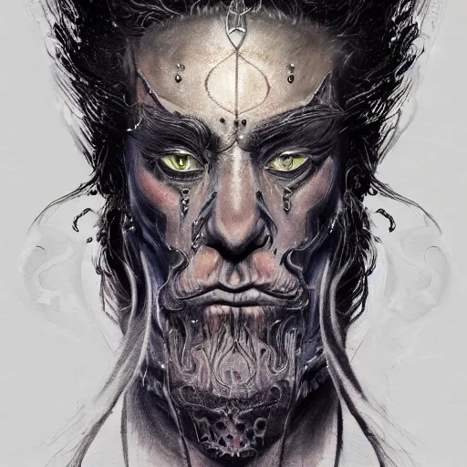 Image similar to an Artstation 3d render of Very very very very highly detailed beautiful mystic portrait of a phantom warrior with galaxy, tattoos by Anton Pieck, intricate, extremely detailed, digital painting, artstation, concept art, smooth, sharp focus, illustration, intimidating lighting, incredible art,