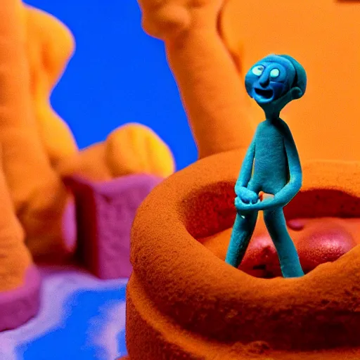Prompt: claymation image of morph trapped in hell