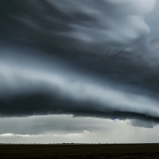 Prompt: a dark ominous sky filled with tornados above a vast grassy plain