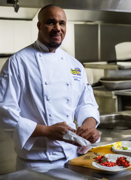 Image similar to portrait photo still of real life school chef jerome mcelroy, 8 k, 8 5 mm, f. 1 4