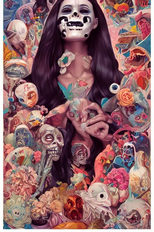 Image similar to an undead human smiling cute, tristan eaton, victo ngai, artgerm, rhads, ross draws