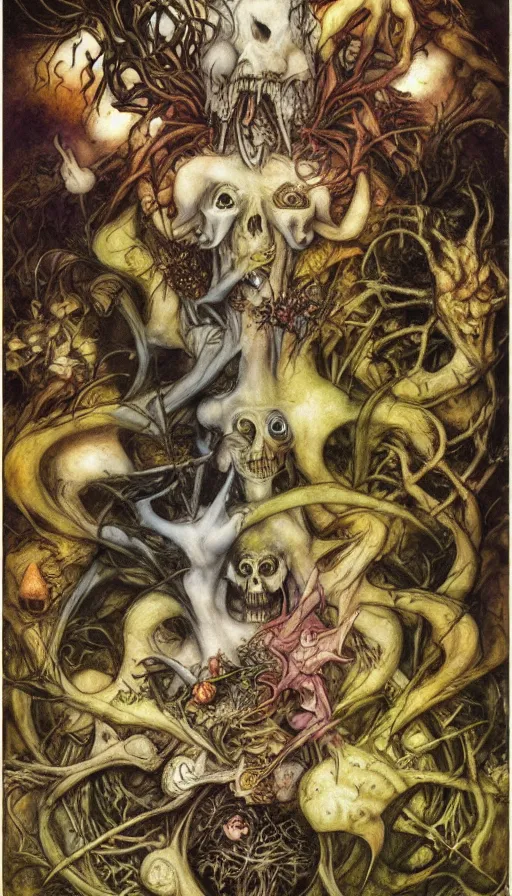 Image similar to life and death mixing together, by brian froud