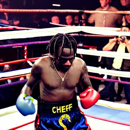 Image similar to chief keef in a boxing ring 4 k quality super realistic