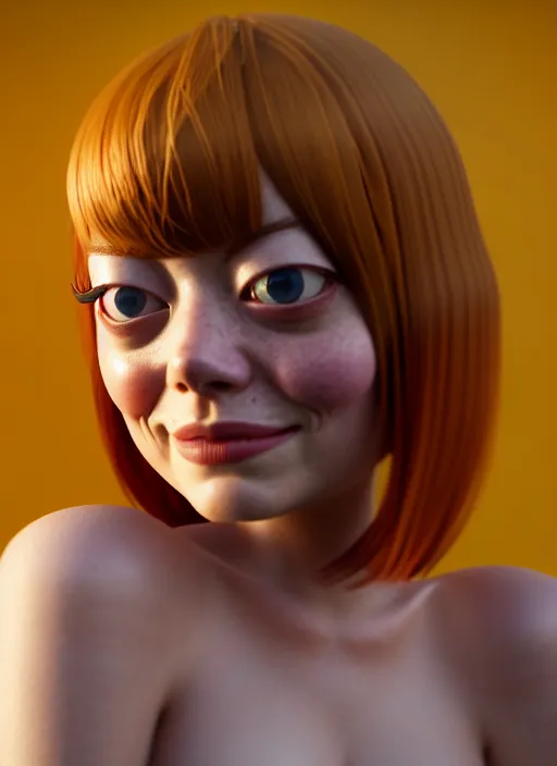 Image similar to anthropomorphic portrait of emma stone as a banana, au naturel, hyper detailed, digital art, trending in artstation, cinematic lighting, studio quality, smooth render, unreal engine 5 rendered, octane rendered, art style by klimt and nixeu and ian sprigger and wlop and krenz cushart and pixar and riot and overwatch