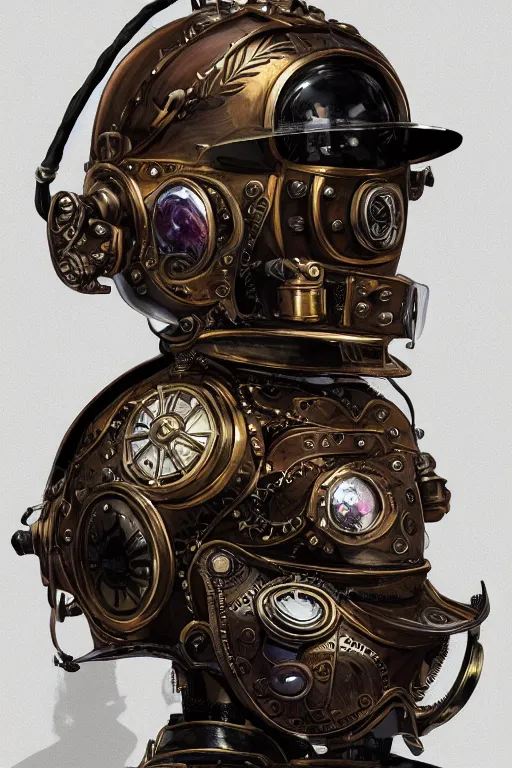 Image similar to steampunk helmet fantasy art mask robot ninja stylized digital illustration sharp focus, elegant intricate digital painting artstation concept art global illumination ray tracing advanced technology chaykin howard and campionpascale and cooke darwyn and davis jack