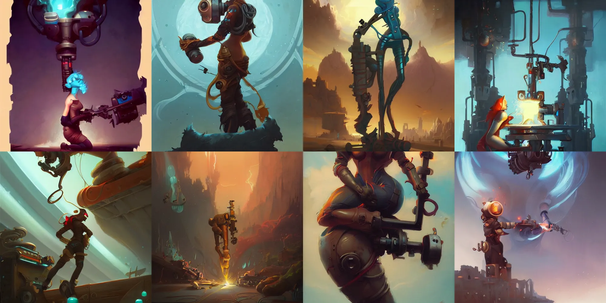 Prompt: beautiful welder cinematic by peter mohrbacher