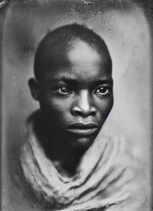 Image similar to dreamy close up portrait of a congolese, photo realistic, elegant, award winning photograph, parallax, cinematic lighting, ambrotype wet plate collodion by martin shuller, richard avedon dorothe lange and and shane balkowitsch