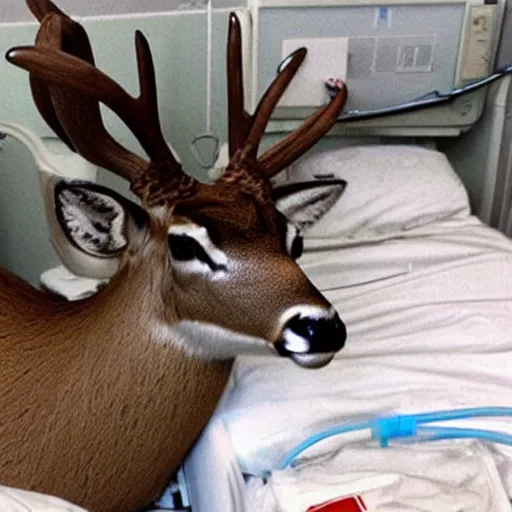 Image similar to deer in a hospital bed meme