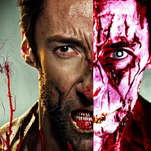 Image similar to Hugh Jackman as a Zombie Wolverine Butcher, 4k