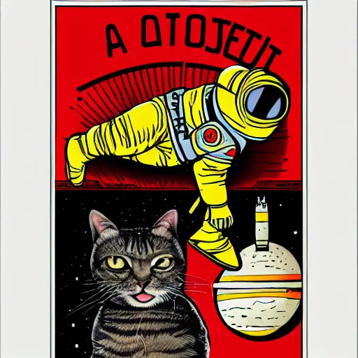 Prompt: a cat astronaut floating in space by Shepard Fairey