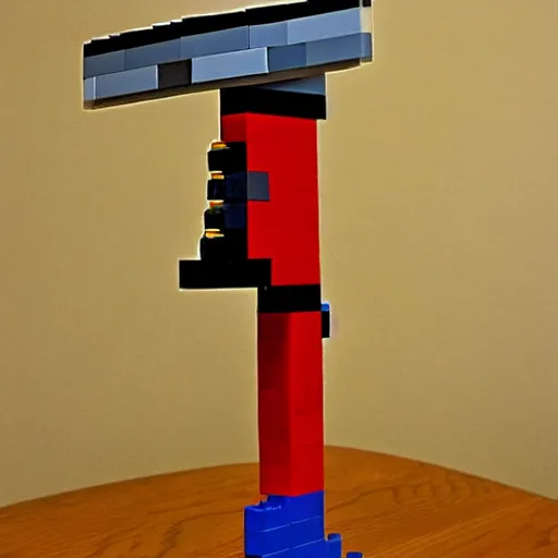 Image similar to a guillotine made out of legos