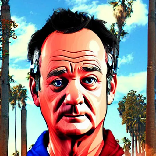 Prompt: bill murray art in gta v, highly detailed, videogame art, gtav art, colorful,