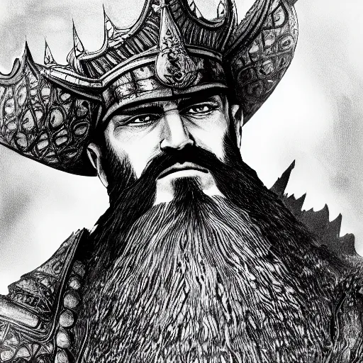 Prompt: a close up portrait of a white bearded Sultan Saladin, art station, highly detailed, concept art, sharp focus, illustration in pen and ink, wide angle, by Kentaro Miura