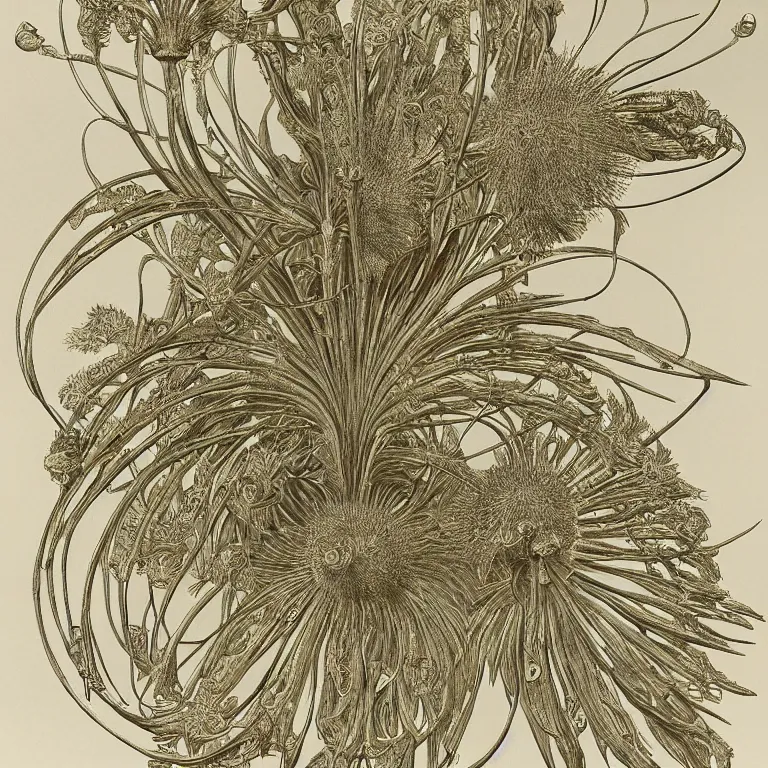 Image similar to complex plant seed by ernst haeckel, modeled in 3 d, exquisite lighting, clear focus, very coherent, very detailed