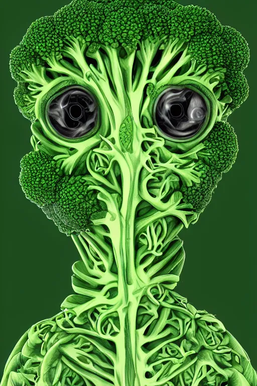 Image similar to broccoli humanoid, symmetrical, highly detailed, digital art, sharp focus, trending on art station, anime art style
