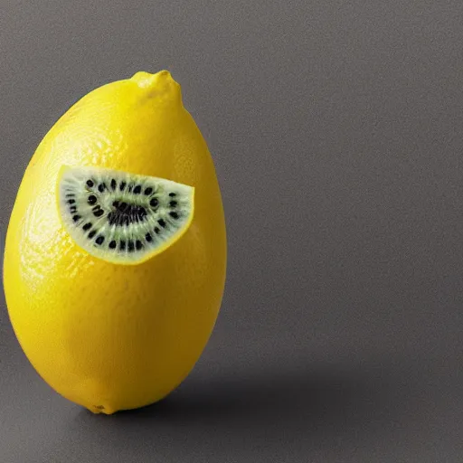 Prompt: a kiwi disguised as a lemon, hd, 8k, trensing