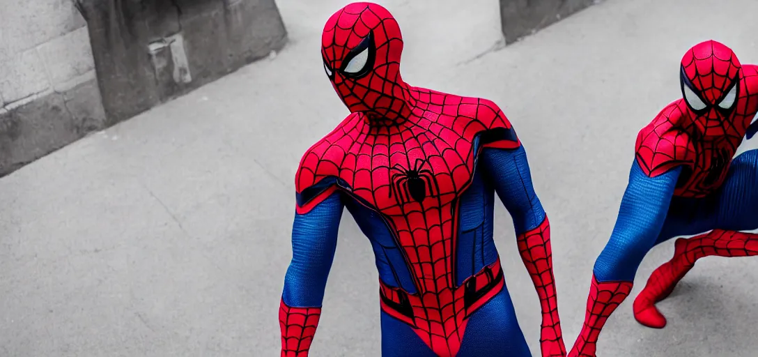 KREA - live action pig in a spiderman suit wearing a spandex full