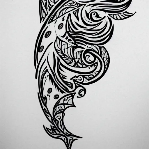 Prompt: concept tattoo design, stencil, whale