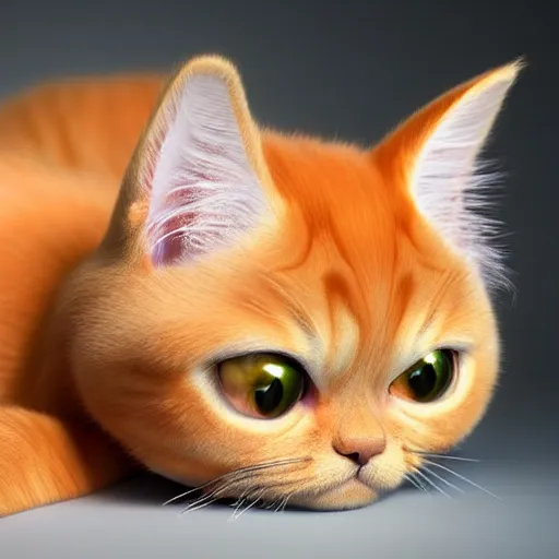 Image similar to still photo of a cute orange persian kitty, highly detailed, photorealistic portrait, bright studio setting, studio lighting, crisp quality and light reflections, unreal engine 5 quality render