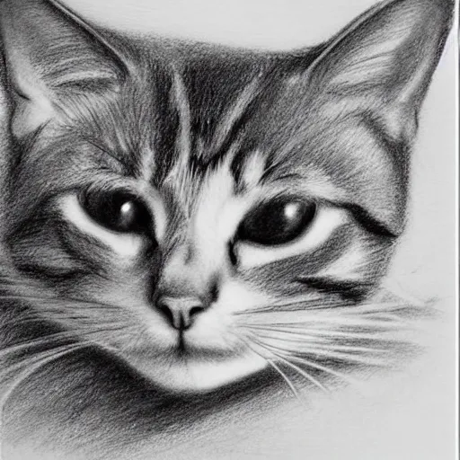 Image similar to sad cat highly pencil sketch detailed, smooth, sharp focus