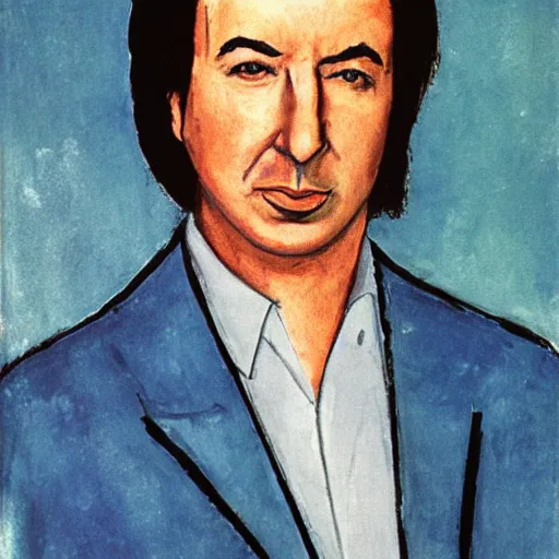 Image similar to portrait of alan rickman on the style of amadeo modigliani