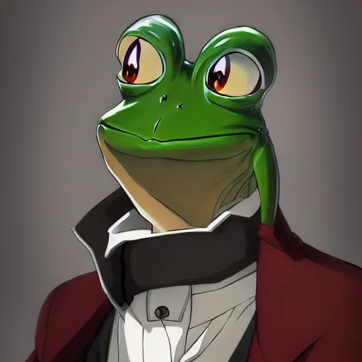 Prompt: portrait of frog mafia boss, anime fantasy illustration by tomoyuki yamasaki, kyoto studio, madhouse, ufotable, comixwave films, trending on artstation