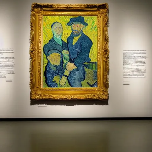 Prompt: modern, experimental art installation based on van gogh, in a museum, photo, art magazine