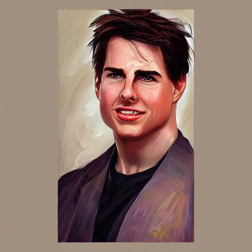 Prompt: overweight Tom Cruise,portrait painting, trending on artstation