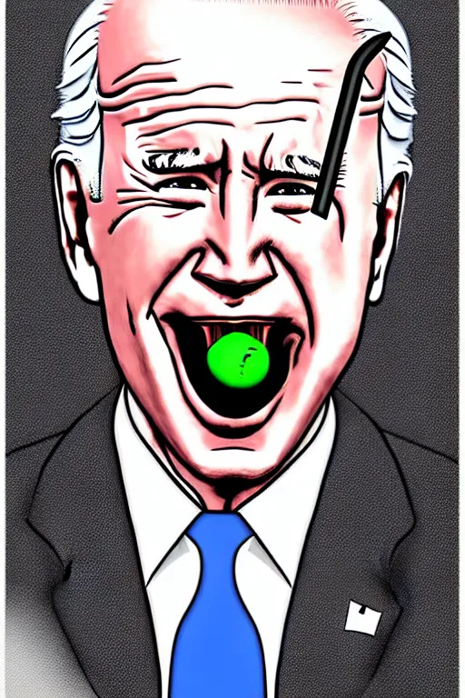 Image similar to joe biden licking a lollipop, political cartoon, hyper realistic