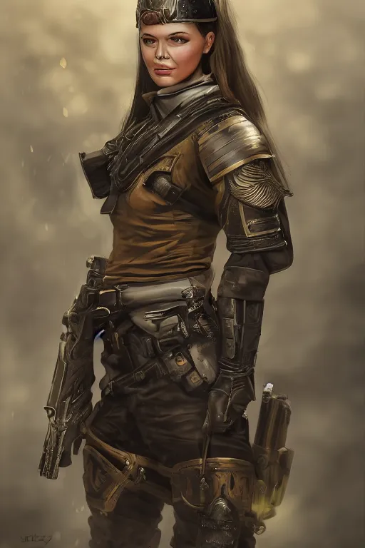 Image similar to female mercenary guard, pretty face, ultra detailed, digital art, 8k ,character ,realistic, portrait, hyperrealistic