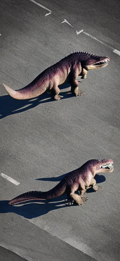 Prompt: “ a aerial photo of tyrannosaurus, side shot, by shunji dodo, 8 k resolution, high quality ”