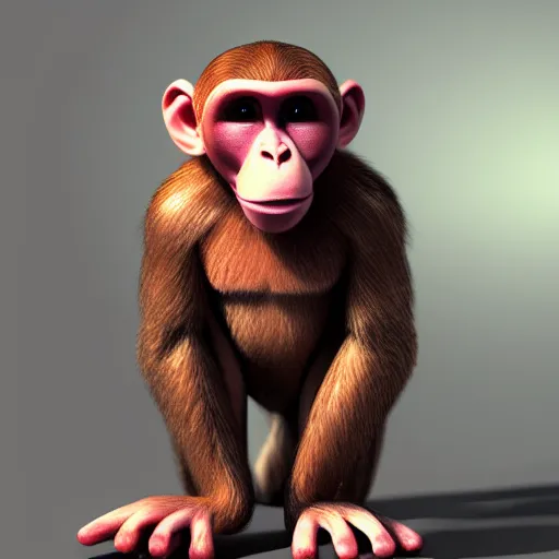 Image similar to A monkey made out of fruit, 3d render, highly detailed, hyper realistic