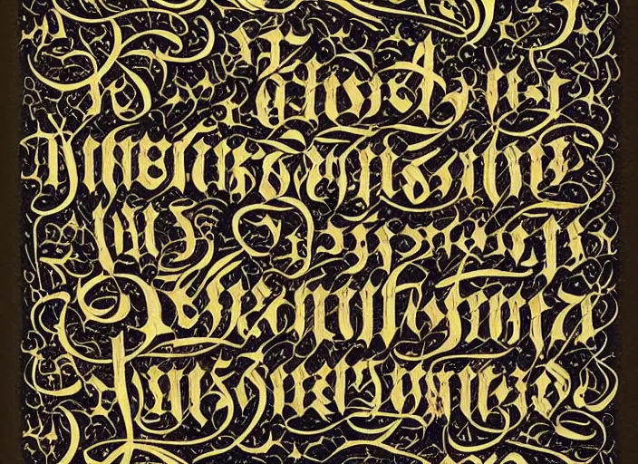 Prompt: beautiful handwriting style lettering, medieval blackletter, decorative