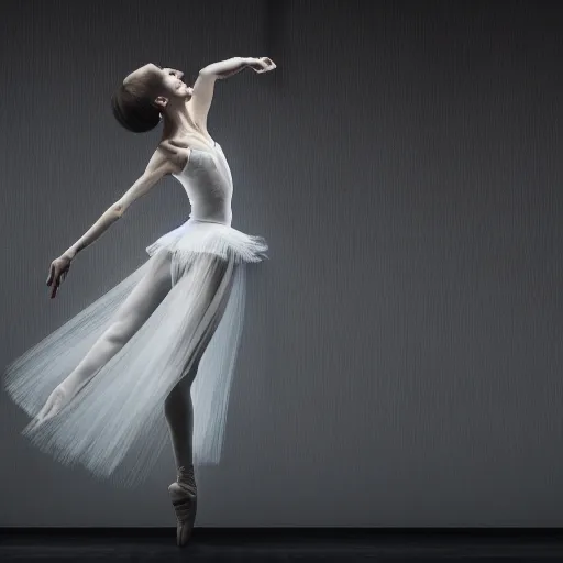 Prompt: full body pose, hyperrealistic photograph of ballerina dim volumetric lighting, 8 k, octane beautifully detailed render, extremely hyper detailed, intricate, epic composition, cinematic lighting, masterpiece, trending on artstation, very very detailed, stunning, hdr, smooth, sharp focus, high resolution, award, winning photo, dslr, 5 0 mm