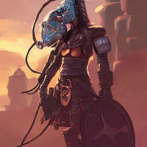 Image similar to cyberpunk viking helmet mask warrior goddess robot ninja fantasy, art gta 5 cover, official fanart behance hd artstation by jesper ejsing, by rhads, makoto shinkai and lois van baarle, ilya kuvshinov, ossdraws