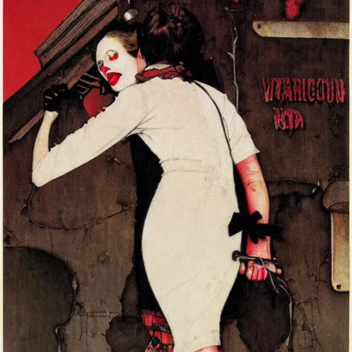 Prompt: urban female vampire by Norman Rockwell