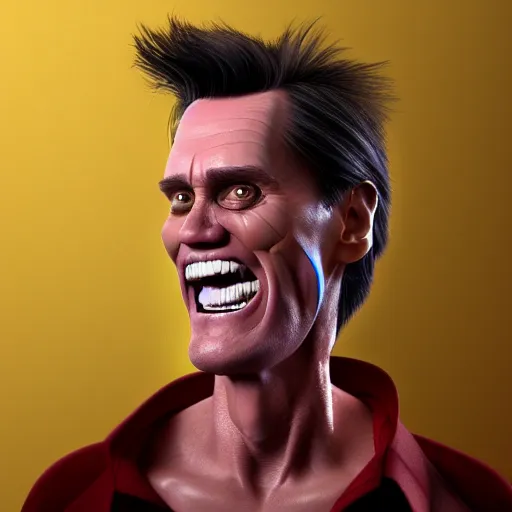 Image similar to jim carrey is fused into a slim jim, hyperdetailed, artstation, cgsociety, 8 k