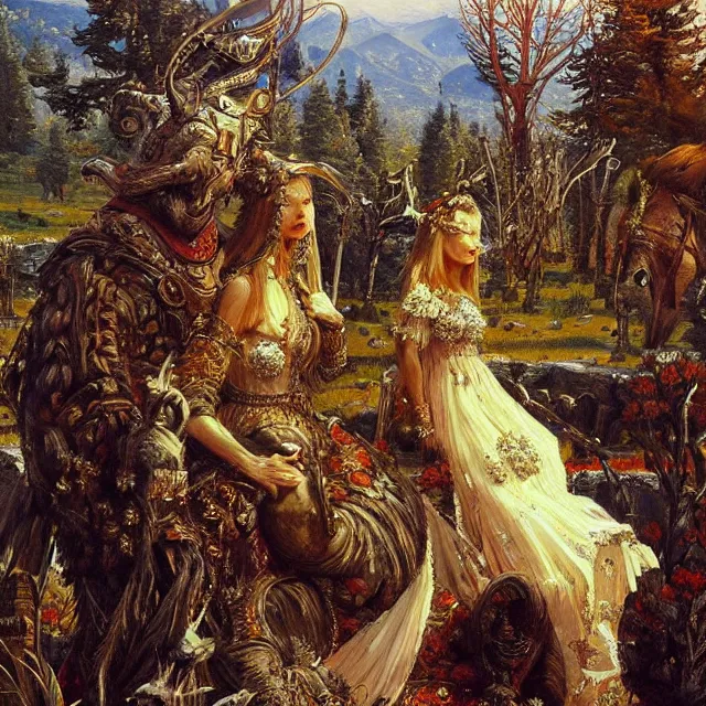 Image similar to fantasy art, an ultrafine detailed painting, academic art, elegant, by pavel korin, viktor vasnetsov