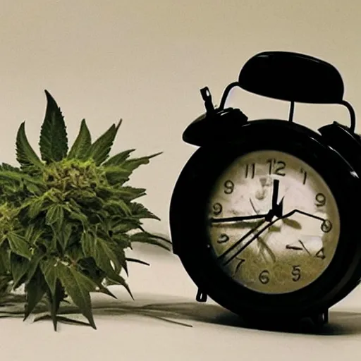 Image similar to a clock smoking weed and looking stoned