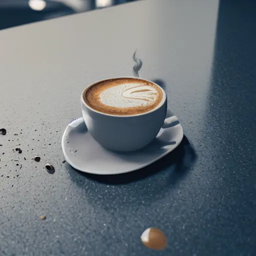 Image similar to : spilling cup of coffee on computer unrealengine ,cinematic, hyper realism, high detail, octane render, 8k