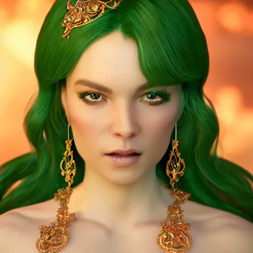 Image similar to wonderful princess of emerald with fair skin, ornate 8 k gorgeous intricate detailed, accent lighting, dramatic light, octane render