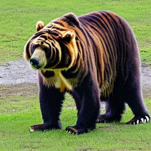 Prompt: a bear tiger hybrid