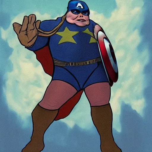 Prompt: jabba the hutt as captain america