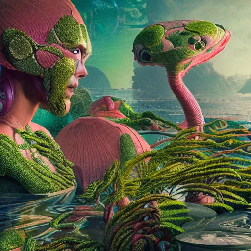 Image similar to river lush alien cinematic geometric 8 k sharp focus sacred by moebius, andreas franke, james christensen, victo nagi, artgerm