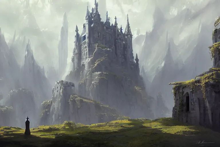 Prompt: The divine portrait grandiose observer in their tranquility, looking up, apple arcane fantasy fortress Dark ravens castle, digital art, by Makoto Shinkai Raphael Lacoste Martin Deschambault Finnian MacManus ArtStationhq IAMAG