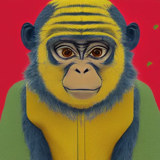 Image similar to a monkey wearing a yellow kimono, 8 k